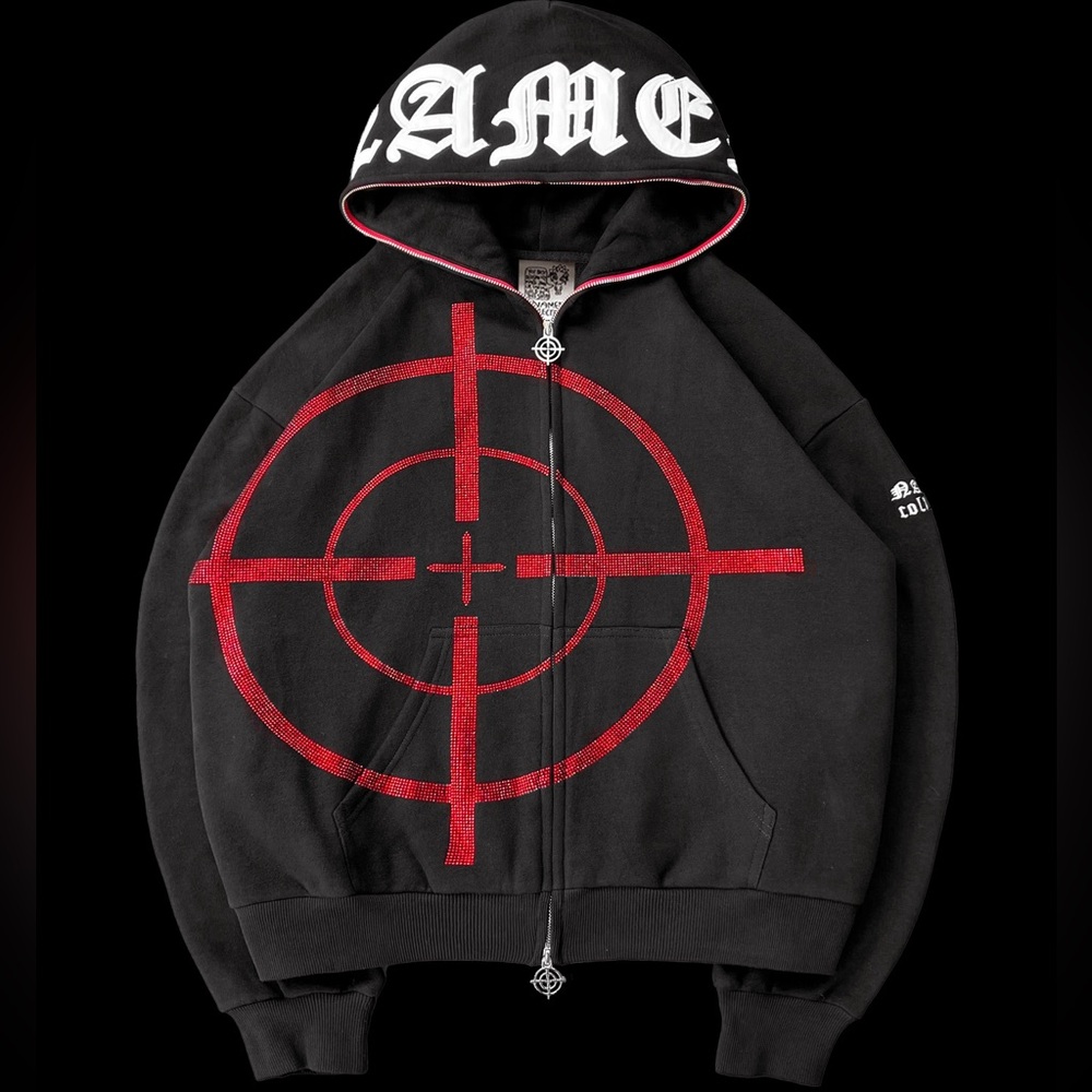 EXTREMELY RARE named collective mission rhinestone target hoodie